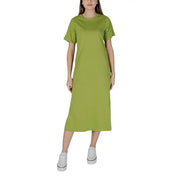 Green midi t-shirt dress from B.young featuring a round neck design