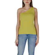 B.young women’s vibrant lime green one-shoulder tank top in smooth, form-fitting fabric perfect for casual wear