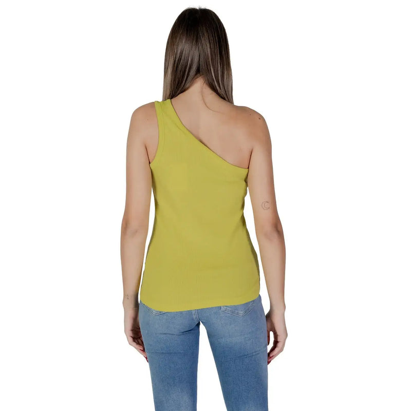 B.young women’s vibrant lime green one-shoulder fitted tank top ideal for casual summer wear