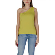 B.young women’s vibrant lime green one-shoulder tank top in smooth, form-fitting fabric perfect for casual wear