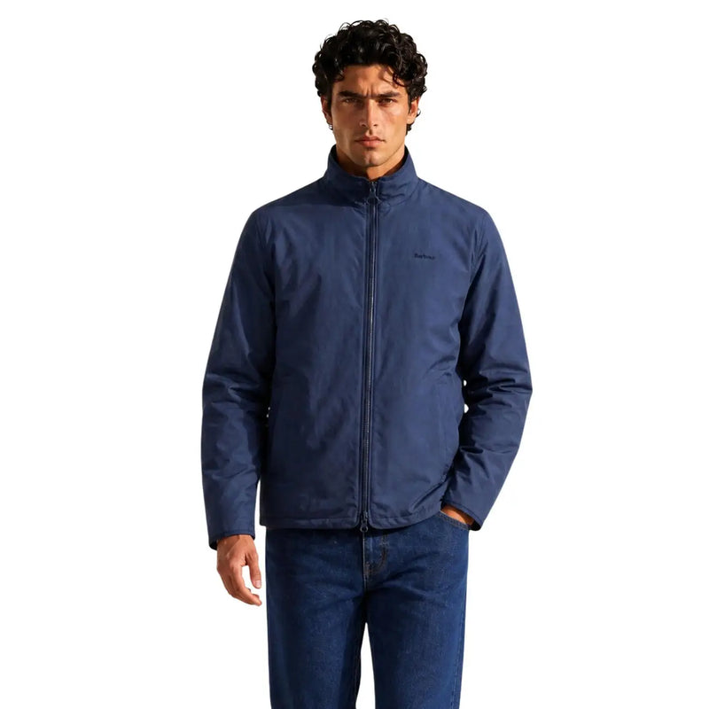 Marineblaue, wendbare Barbour Herren-Fleecejacke mit Reißverschluss vorne und dezentem Logo auf der linken Brust aus Polyamidmaterial