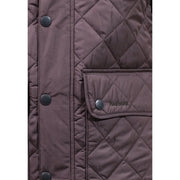 Barbour puffer jacket Lowerdale for men in dark brown with diamond stitch pattern and black buttons front view