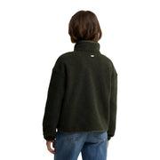 Barbour women green fleece blazer in dark olive with high collar made of soft textured polyester material