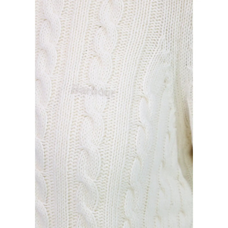 Barbour women wool cotton white ashdown knitted jumper in cable-knit with textured interwoven pattern