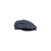 Casquette plate Barbour en laine pour homme, en tweed bleu foncé, à surface texturée et à visière courte, vue de face