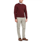 Barbour wool sweater Tisbury for men in maroon with subtle embroidered logo on chest front view