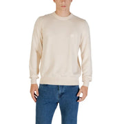 Beige men’s crewneck sweater displayed as a stylish and comfortable clothing item