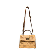 Beige Geometric Alviero Martini Prima Classe handbag with map print, top handle, and shoulder strap