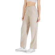 Beige linen viscose high-rise trousers for women, spring summer style