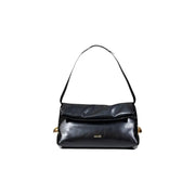 Black shoulder bag with fold-over flap and automatic button closure from Liu Jo Fall Winter collection