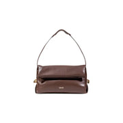 Brown leather shoulder bag with a single strap and metallic side details for Liu Jo handbag