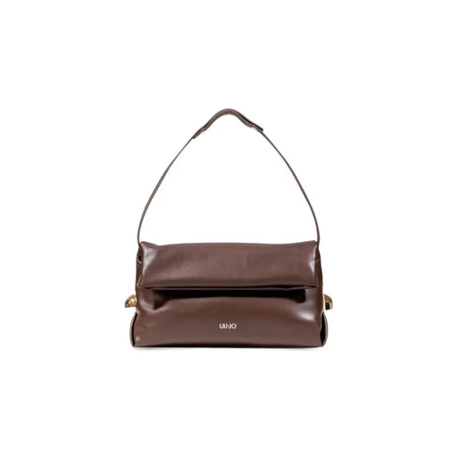 Brown leather shoulder bag with a single strap and metallic side details for Liu Jo handbag