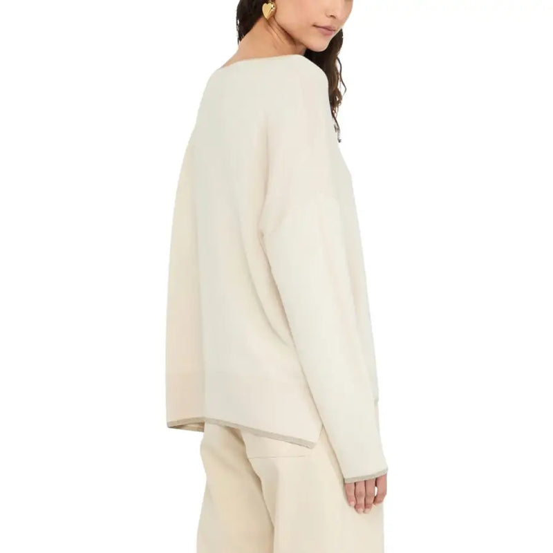 Beige Off-white long-sleeved knit sweater and matching pants by Liu Jo