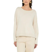Women’s off-white long-sleeve boat-neck knit sweater with contrasting trim by Liu Jo