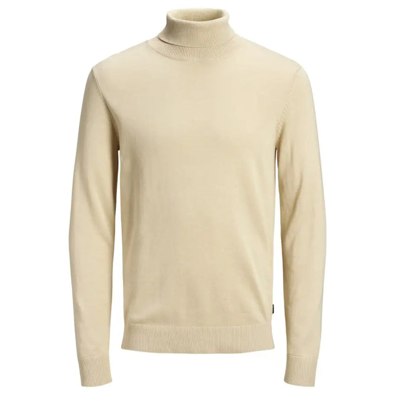 Beige Turtleneck Sweater from Jack & Jones for Men displayed in the image