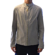 Belstaff men blazer grey cotton zip turtleneck jacket featuring a beige lightweight jacket with zipper and side pockets