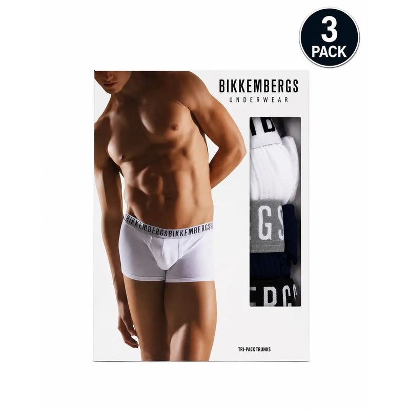 Weiß bikkembergs Dreierpack Herren-Stretch-Badehosen aus Baumwolle mit schwarzem Markenbund für bequemen Tragekomfort im Alltag