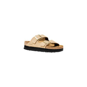 Birkenstock womens beige leather sandal with cork footbed
