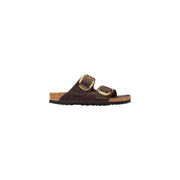Birkenstock women leather sandals brown arizona with gold-tone buckle straps and cork footbed