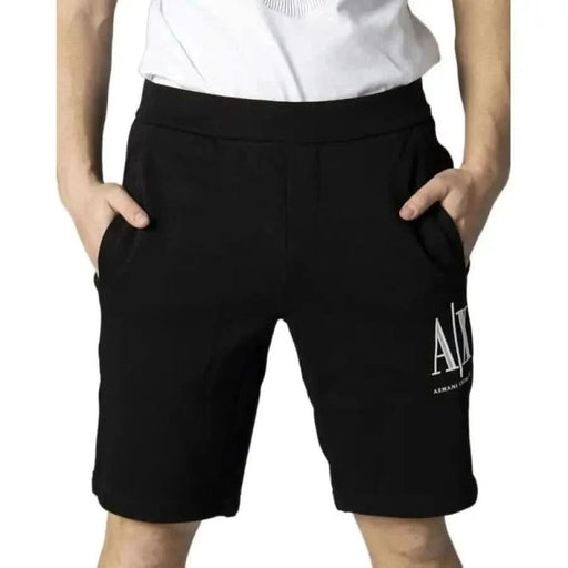Schwarz Armani Exchange (AX) Shorts mit Seitentaschen und elastischem Bund