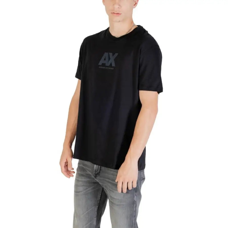 Black AX logo T shirt displayed in a product image suitable for online shopping