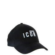 Black baseball cap with Icon embroidery, stylish accessory for casual wear