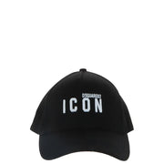 Black baseball cap with icon embroidery for casual and sporty style