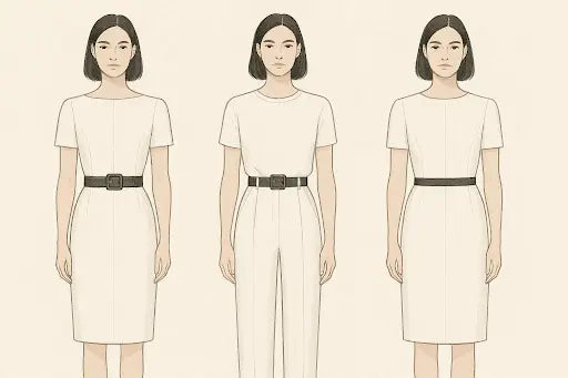 Belt placement on a rectangle body shape.