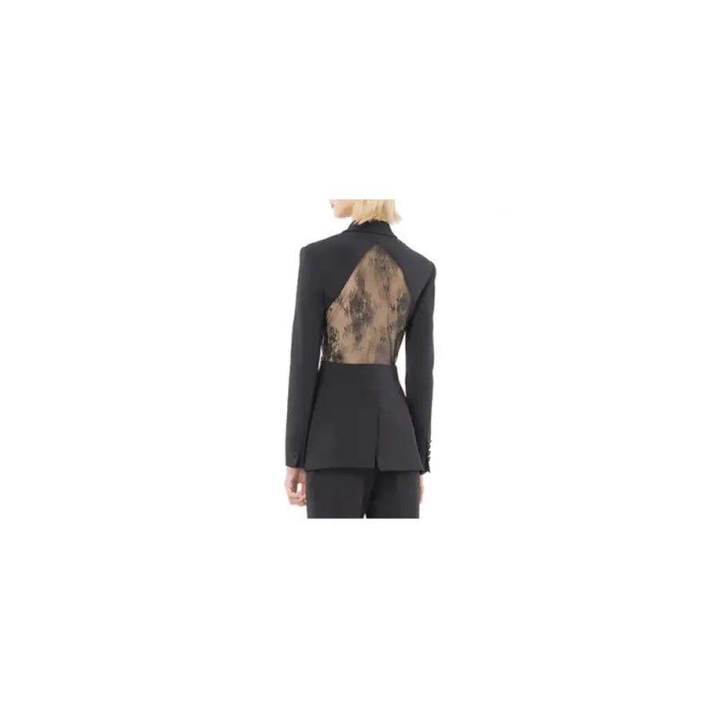 Black blazer with lace back and elegant accents for sophisticated style