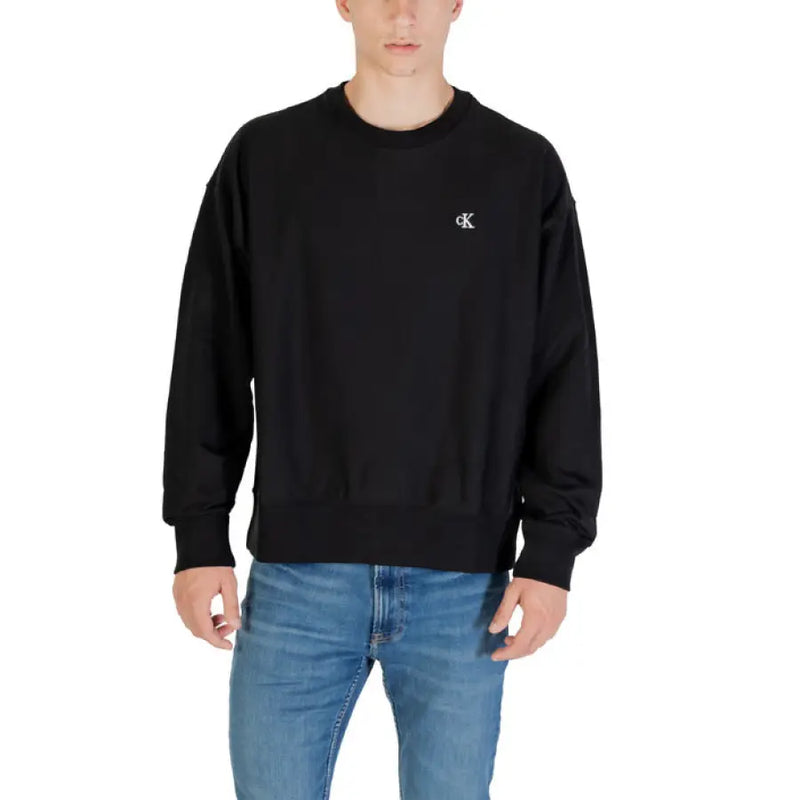 Black Calvin Klein sweatshirt displayed on Beige Crewneck Sweatshirt product webpage