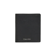 Black Calvin Klein textured leather wallet displayed in a product image