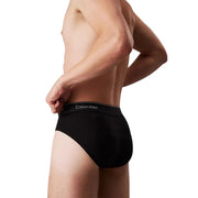 Black calvin klein briefs in cotton with white logo waistband from the black calvin klein thong and brief collection