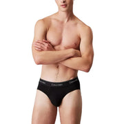 Black calvin klein briefs with white logo elastic band in the black calvin klein thong and brief collection