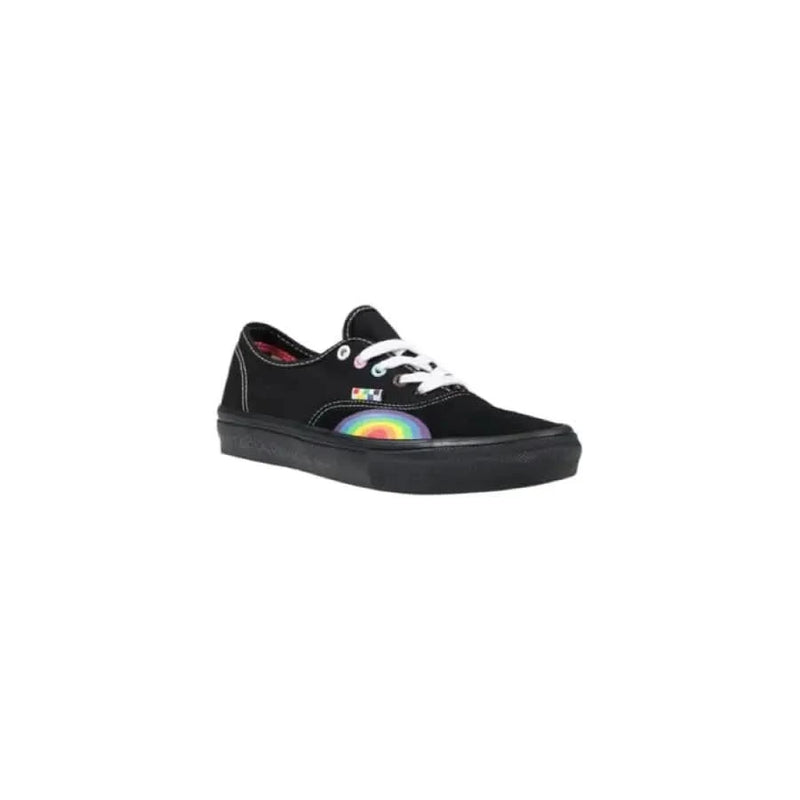 Black canvas sneaker with rainbow detail from Vans Women’s Leather Sneakers in Black