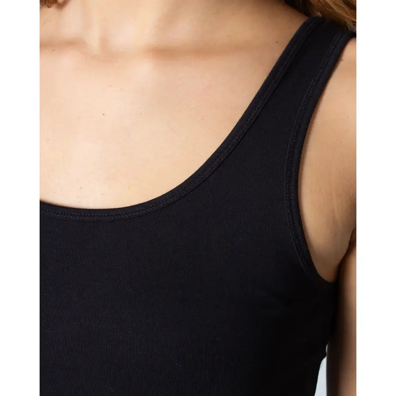 Schwarzes ärmelloses Baumwollmischung Tank Top für Frauen