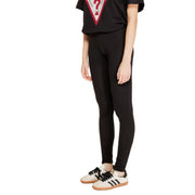 Black cotton leggings for women by Jacqueline De Yong with smooth stretchy material and subtle seam detailing