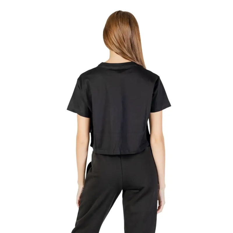 T-Shirt femme en coton noir à col rond