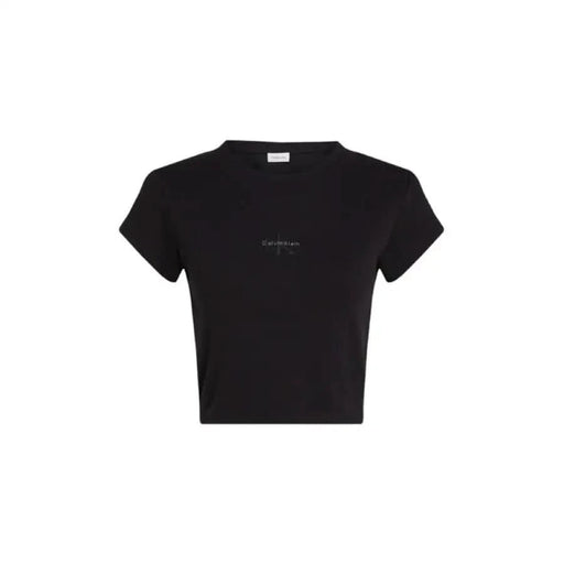 Schwarz kurz t-shirt mit minimalem Textbranding von Calvin Klein Jeans