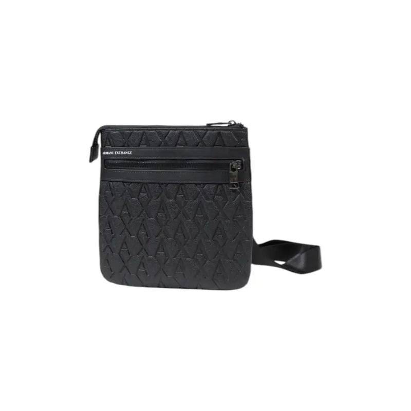 Black crossbody bag with textured embossed pattern from Armani Exchange