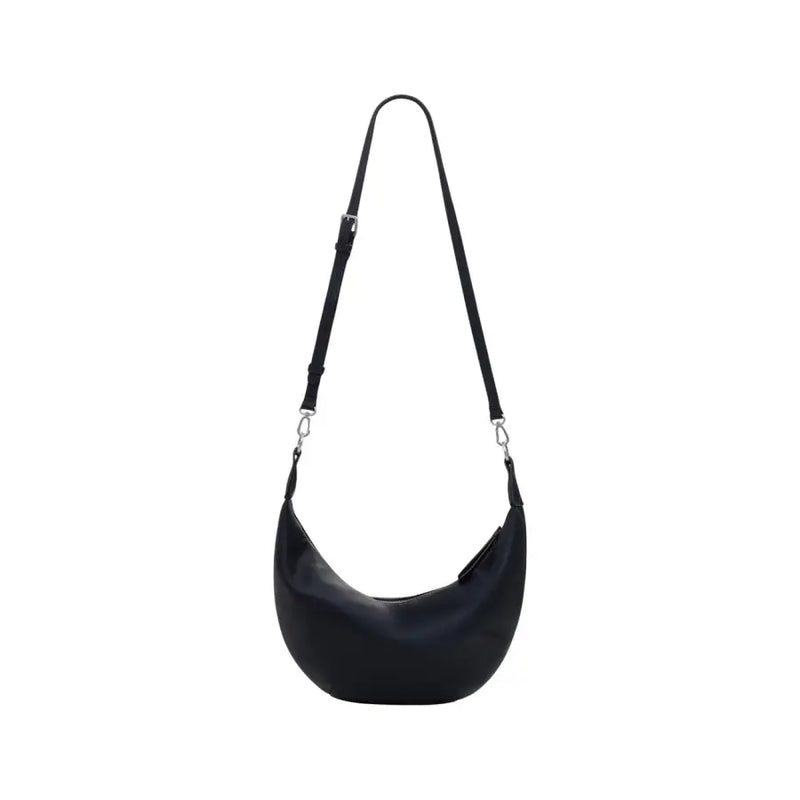 Black crescent-shaped Desigual polyurethane shoulder handbag with adjustable strap and internal zip pocket