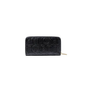 Black embossed leather zippered wallet showcasing premium craftsmanship and elegant design