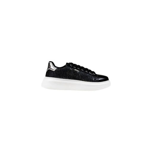 Black glittery platform sneakers with silver heel accents from Liu Jo Women Slip On collection