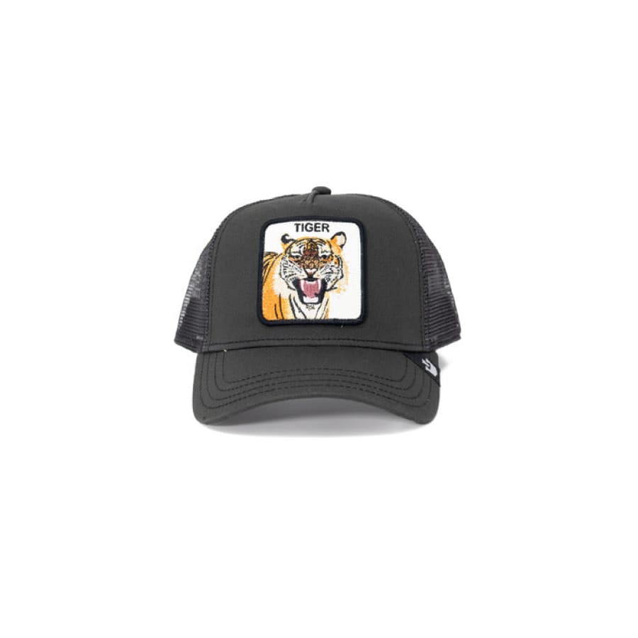 Goorin Bros cap featuring a tiger design on a black hat.