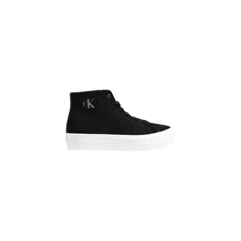 Black high-top sneaker with white platform sole suitable for casual and streetwear styles