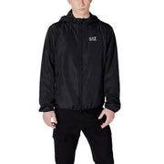 Black hooded jacket featured in EA7 Men White Blazer with zip and front pockets