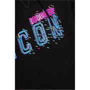 Schwarzer dsquared2 Kapuzenpullover in Schwarz mit auffälligem pixeligem Muster in Pink, Blau und Grün icon Grafik auf der Vorderseite