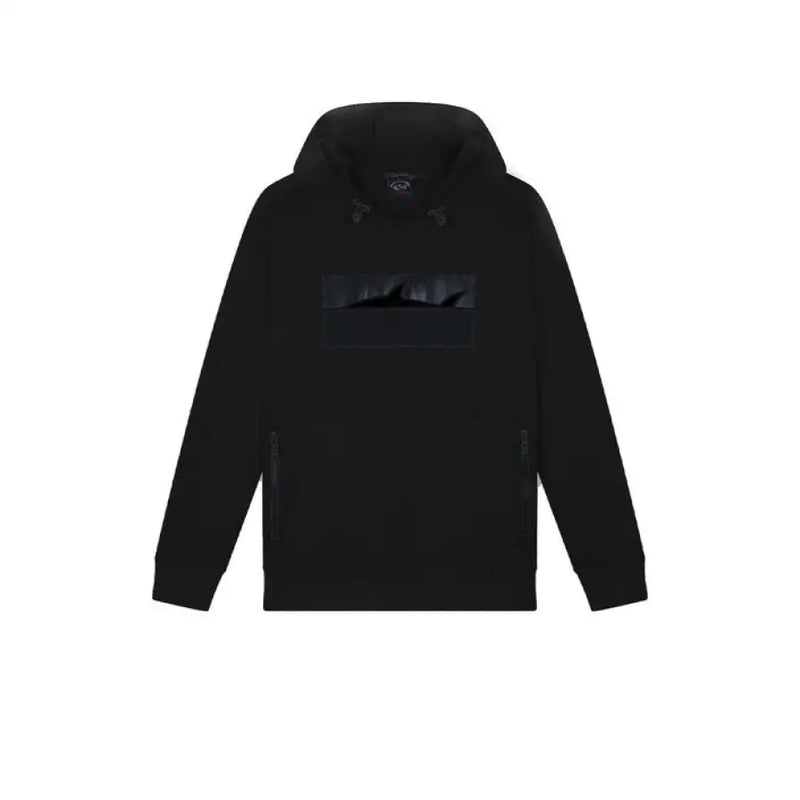 Black hooded sweatshirt featuring a shark graphic for a stylish casual look