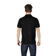 Schwarzes Lacoste-Poloshirt mit kurzen Ärmeln, klassischem Kragen und geripptem Saum aus weichem Baumwollmaterial