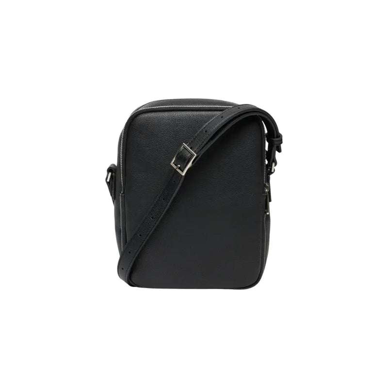 Black leather crossbody bag displayed for stylish and functional accessory use