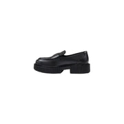 Black leather platform loafer from Armani Exchange Women’s Moccasin Slippers collection